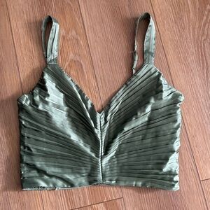 Abercrombie green satin crop top NWOT size M